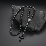 Volcanic Rock Haematite Cross Necklace – Jewelry Gift Ideas — 4