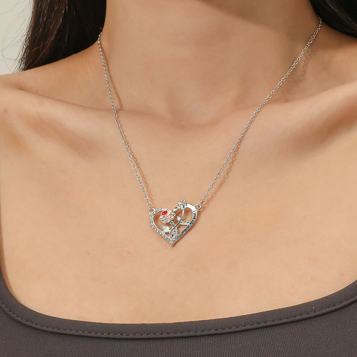 I Love You Forever Rose Flower Heart Necklace – Jewelry Gift Ideas — 3
