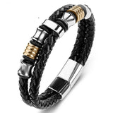 Men's Leather Titanium Steel Punk Bracelet – Jewelry Gift Ideas — 8