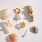 18K Gold Stainless Steel Pearl Round Beads Shell – Everyday Gifts — 2