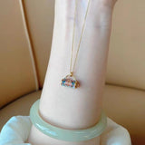Gold Enamel Safety Lock Necklace – Jewelry Gift Ideas — 1