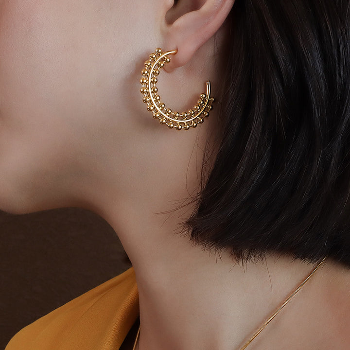 Stitching C Shaped Earrings Small Jewelry – Jewelry Gift Ideas — 1