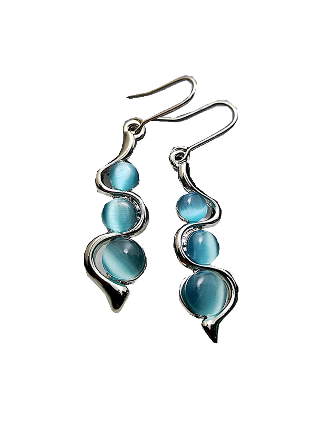 Bohemian Creative Curved Wavy Earrings Inlaid Hylan – Cat Lover Gifts — 1