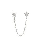 Sterling Silver Pentagram Diamond Chain Tassel Stud – Birthday Gifts — 3