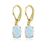Four-prong Oval Opal Earrings European And – Birthday Gifts — 2