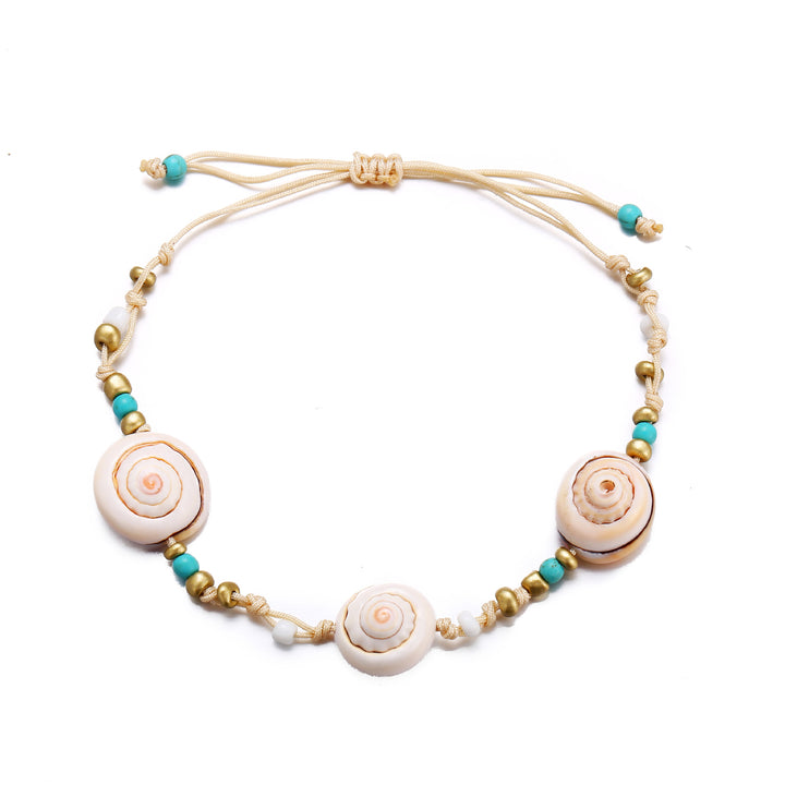 Creative Simple Retro Shell Woven Rice Bead Anklet – Meaningful Gifts — 1