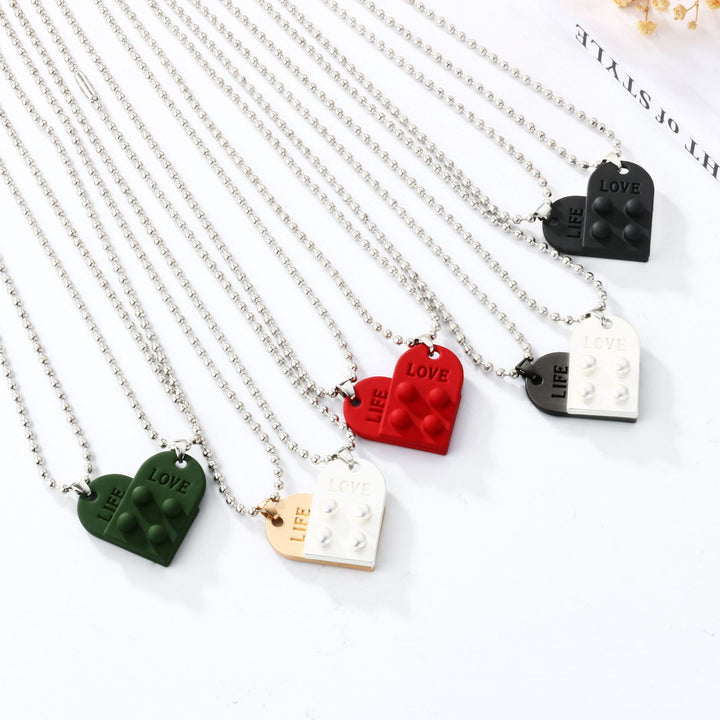 A Pair Of Simple Alloy Stitching Heart Necklaces – Small Gift Ideas — 1