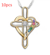 Cross Love Colorful Imitatio Gemstone Pendant – Jewelry Gift Ideas — 9