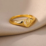 Hollow Out SUNFLOWER Love Heart-shaped Ring – Gifts for Couples — 2