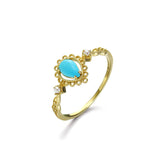 Women's Natural Turquoise Pearl Openwork Pattern Ring – Gifts for Her — 2