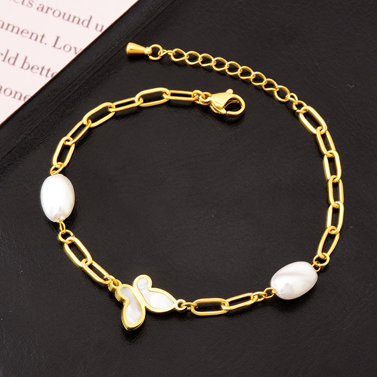 Fashion Irregular White Shell Star Moon Titanium Steel – Stylish Gifts — 1