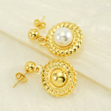 Titanium Steel Earrings Simple SUNFLOWER Pearl – Holiday Gift Ideas — 3