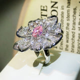 Diamond Flower Ring Female Opening – Gifts for Her — 3