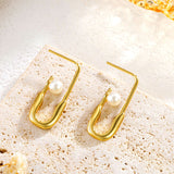 Titanium Steel Clip Pin Pearl Stud Earrings – Holiday Gift Ideas — 2
