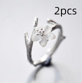 Sterling Silver Cherry Blossom Ring Korean Fashion – Stylish Gifts — 7