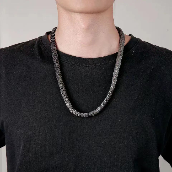 Vintage Stainless Steel Black Snake Necklace – Jewelry Gift Ideas — 1