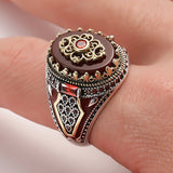 Vintage Two Tone Men's Red Onyx Ring – Gifts for Him — 5