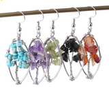 Natural Crystal Crushed Stone Earrings Handmade Tree – Gifts for Her — 5