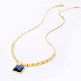 Sapphire Necklace Titanium Steel Block Snake Bone – Jewelry Gift Ideas — 5