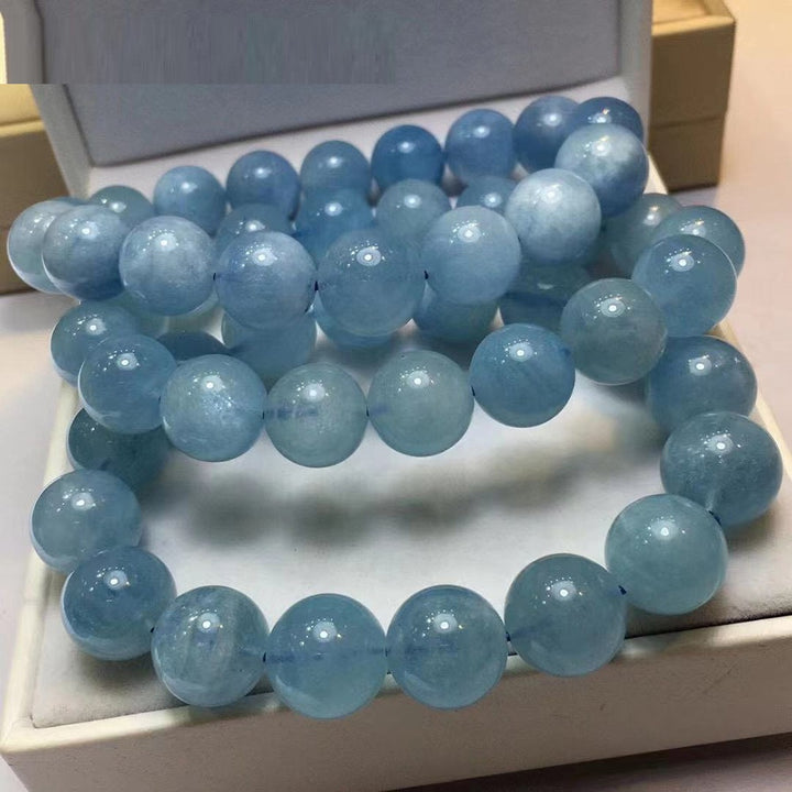Natural Aquamarine Single-loop Beaded Bracelet – Jewelry Gift Ideas — 1