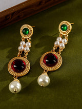 Long Glazed Pearl Dinner Silver Pin Earrings – Useful Gifts — 9