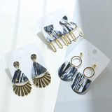 Women's Geometric Clay Black Gold Foil Earrings – Gifts for Her — 1