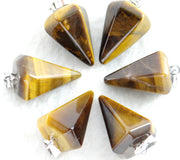 Natural Stone Agate Hexagonal Cone Pendant – Jewelry Gift Ideas — 14