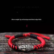 Sterling Silver Braided Red Rope Bracelet Men's – Jewelry Gift Ideas — 3