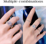 Stackable White Gold Plated Square Zircon – Thoughtful Gifts — 2