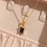 Stainless Steel Simple Square Zircon Pendant – Jewelry Gift Ideas — 2