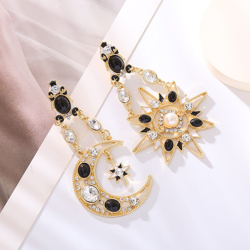 Retro Exaggerated Earrings For Women Rhinestone Pearl – Gifts for Her — 1