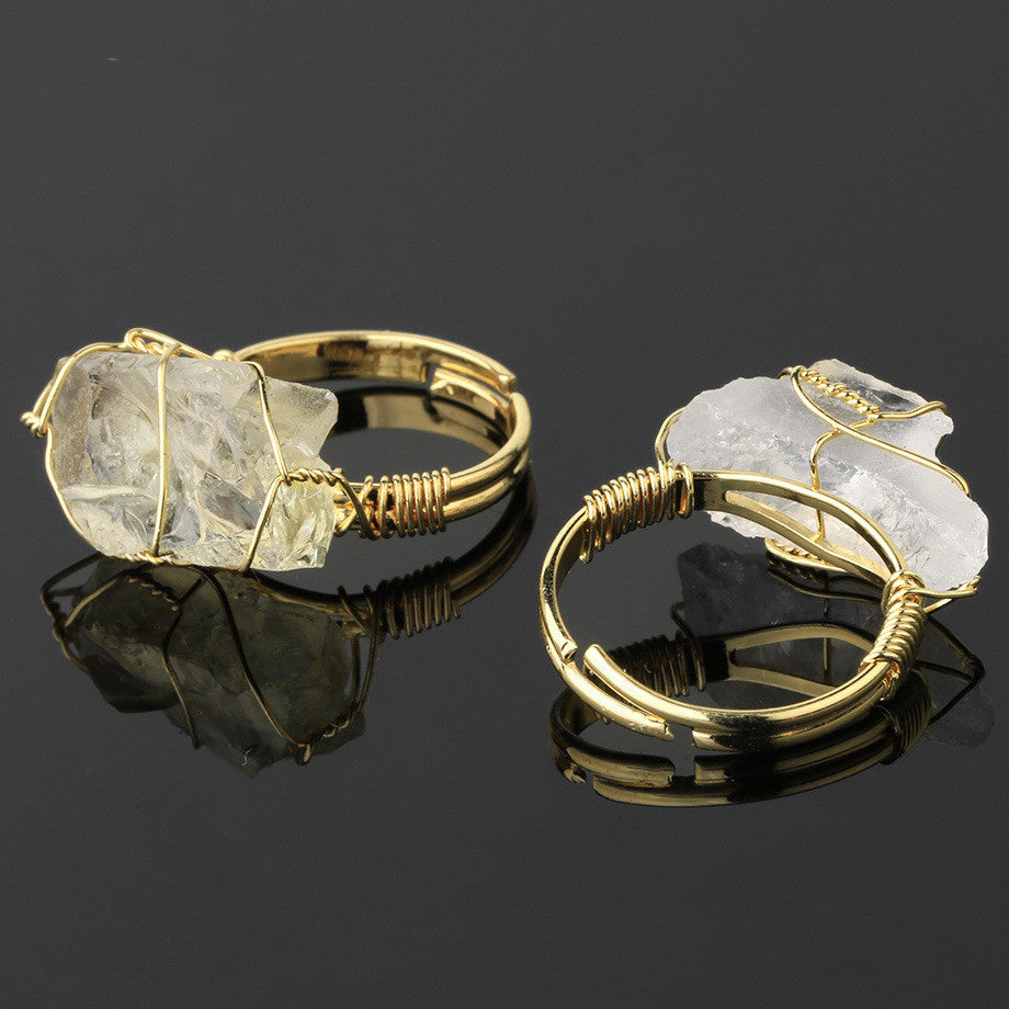 Women's Natural Amethyst Gold Plated Winding Ring – Gifts for Her — 1