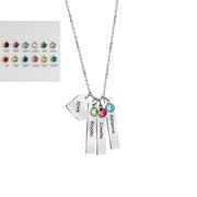 Birthday Stone Peach Heart Square Necklace – Jewelry Gift Ideas — 4