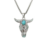 Men's Turquoise Gemstone Bull Head Luminous – Jewelry Gift Ideas — 6