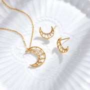 Moon Goddess White Zirconium Ins Necklace Earring – Jewelry Gift Ideas — 1