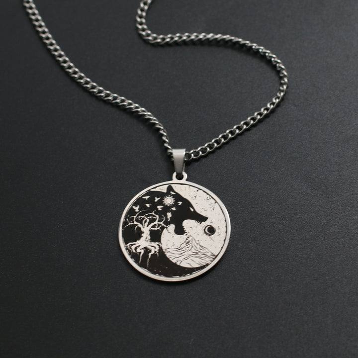 Mens Vintage Wolf Head Tree Of Life Pendant – Jewelry Gift Ideas — 1