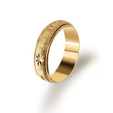 Gold Narrow Faced Reel Print Circular Texture Ring – Surprise Gifts — 3
