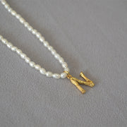 Rice Pearl Fashion Simple Letter Pendant Necklace – Jewelry Gift Ideas — 3