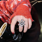 Rotating Double Layer Snowflake Ring Full Diamond Ring – Gifts for Her — 5