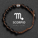 Natural Stone 12 Zodiac Obsidian Hand-woven Bracelet – Stylish Gifts — 8