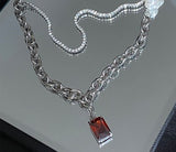 Pearl Ruby Splicing Necklace Dark Tie Clavicle – Jewelry Gift Ideas — 5