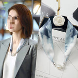 Magnetic Buckle Silk Women Scarf Pearl Necklace – Stylish Gifts — 12