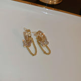 925 Silver Post Zircon Butterfly Chain Earrings – Small Gift Ideas — 4