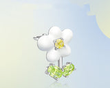 Cream Flower Earrings White Silver Needle – Stylish Gifts — 2