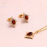 Retro Light Luxury Cross Star Garnet Pendant – Jewelry Gift Ideas — 4