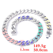Rap Hip Hop Seven Colored Diamond Cuban Necklace – Jewelry Gift Ideas — 6