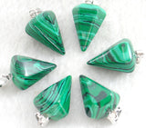 Natural Stone Agate Hexagonal Cone Pendant – Jewelry Gift Ideas — 12