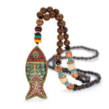 Vintage Long Necklace Handmade Turquoise Wood – Jewelry Gift Ideas — 4