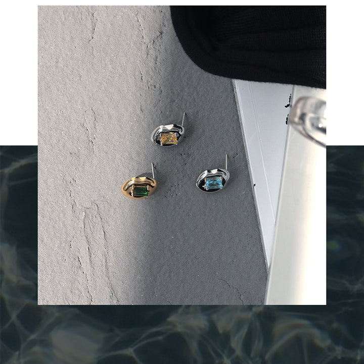 Niche Candy Color Square Zircon Inlaid Metal Stud – Useful Gifts — 1