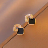 Women's Cross Black Small Square Earrings Versatile – Gifts for Her — 3